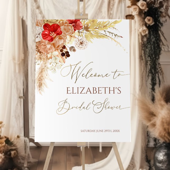 Terracotta Boho Floral Bridal Shower Welcome Sign (Creator Uploaded)