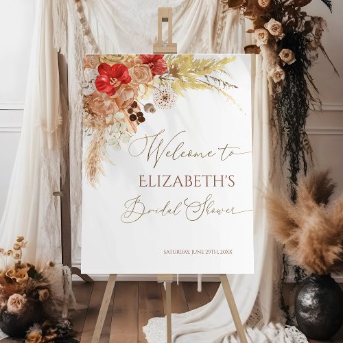 Terracotta Boho Floral Bridal Shower Welcome Sign