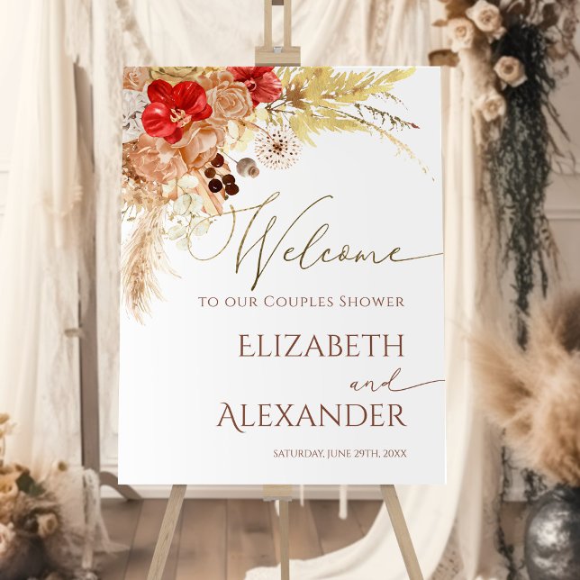 Terracotta Boho Floral Couples Shower Welcome Sign (Creator Uploaded)