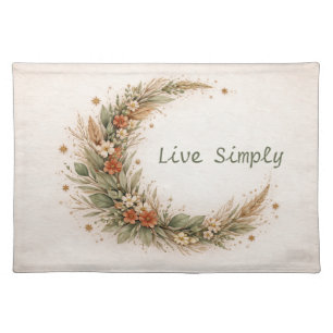 Terracotta Boho Floral Crescent Moon Botanical Cloth Placemat