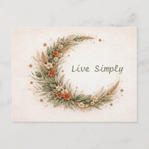 Terracotta Boho Floral Crescent Moon Botanical  Postcard