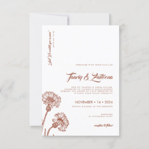 Terracotta Boho Floral Muslim Wedding Invitation