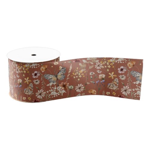 Terracotta Boho Floral Ribbon