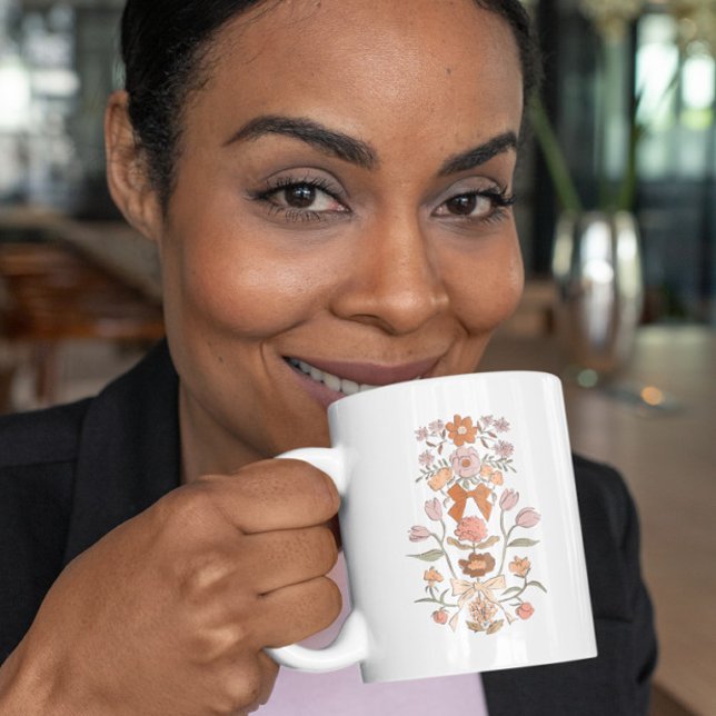 Terracotta Boho Floral Ribbon Coffee Mug (Creator Uploaded)