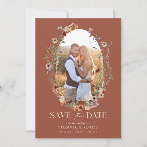 Terracotta Boho Floral Save The Date