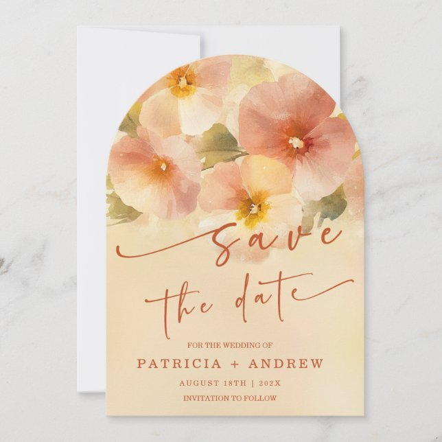 Terracotta Boho Floral Save The Date Invitation (Front)
