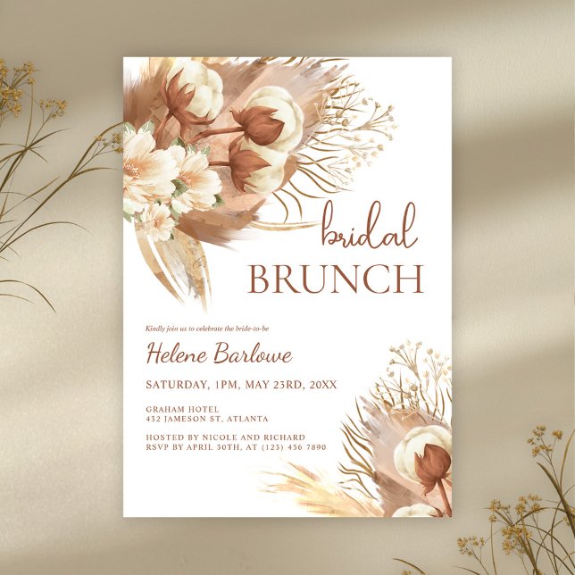 Terracotta Boho Floral Watercolor Bridal Shower Invitation (Terracotta Boho Floral Watercolor Bridal Shower Invitation)