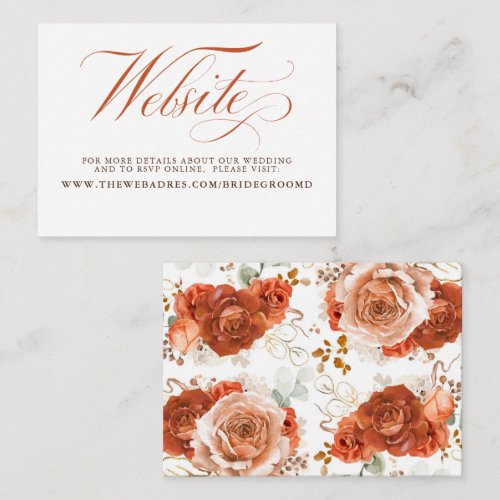 Terracotta Boho Floral Wedding Details Enclosure Card