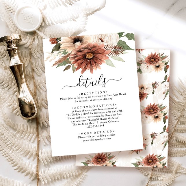 Terracotta Boho Floral Wedding  Enclosure Card (Creator Uploaded)