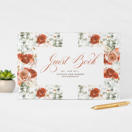  Terracotta Boho Floral Wedding Guest Book