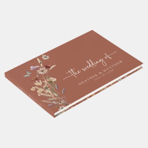 Terracotta Boho Floral Wedding Guest Book