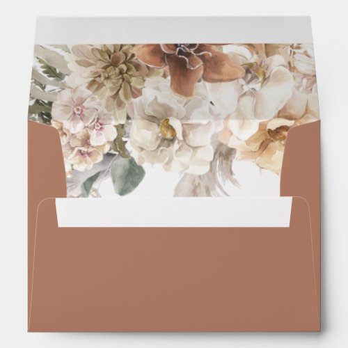 Terracotta Boho Floral Wedding Invitation Envelope