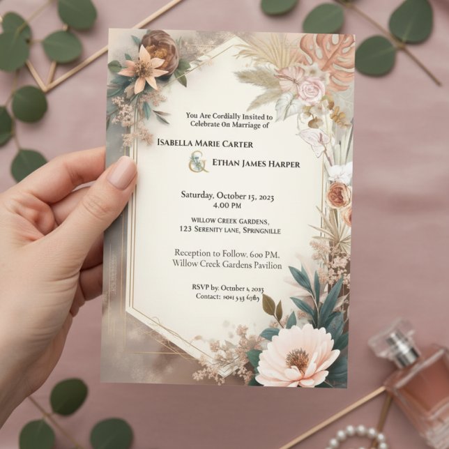 Terracotta Boho Floral Wedding Invite (Creator Uploaded)