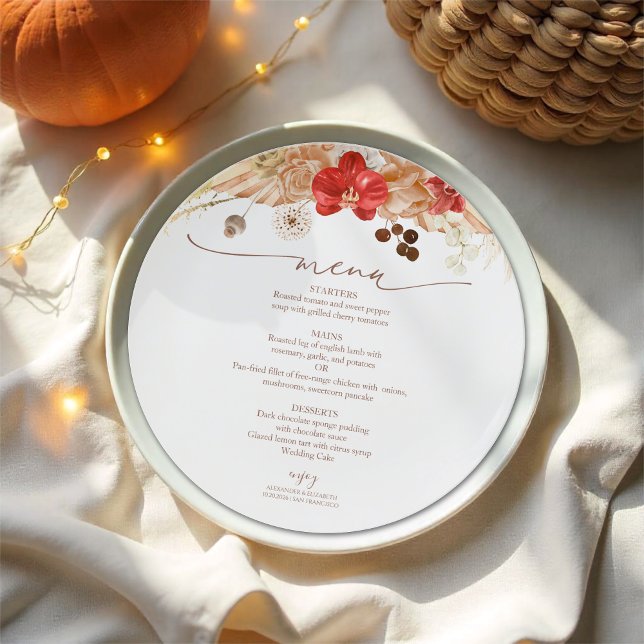 Terracotta Boho Floral Wedding Menu Card (Creator Uploaded)