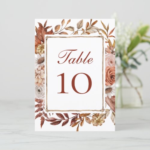 Terracotta Boho Floral Wedding Table Number Cards