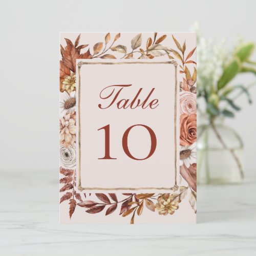 Terracotta Boho Floral Wedding Table Number Cards