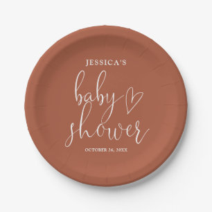 Terracotta Boho Gender Neutral Baby Shower Paper Plates