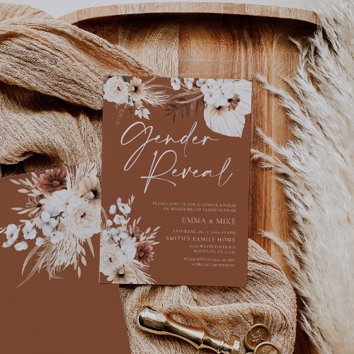 Terracotta Boho Gender Reveal Invitation