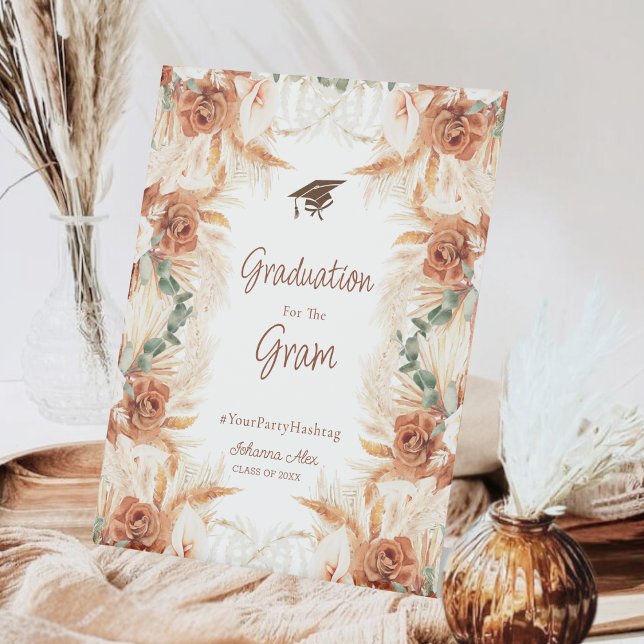 Terracotta Boho Graduation Hashtag  Pedestal Sign (Creator Uploaded)