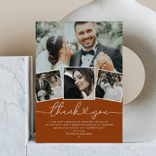Terracotta Boho Heart Wedding Photo Thank You Card
