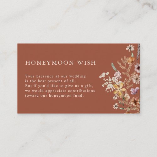 Terracotta Boho Honeymoon Wish Enclosure Card