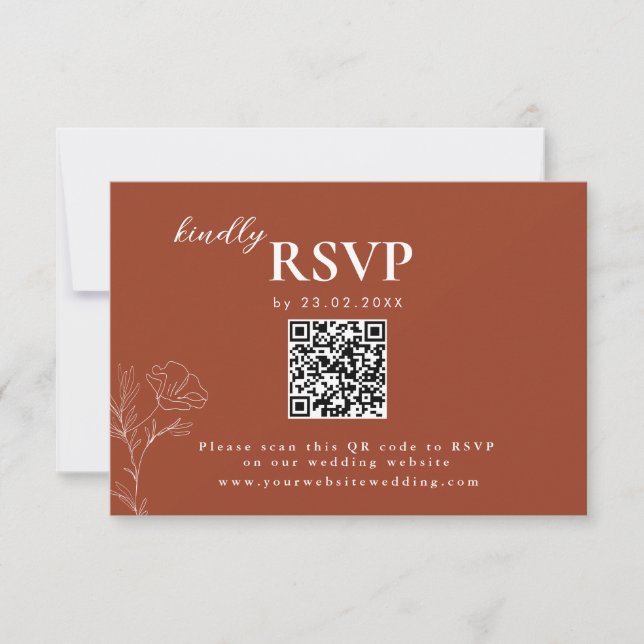 Terracotta Boho Itinerary, Rust Wedding rsvp Card (Front)