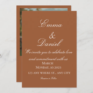 Terracotta Boho Minimal Photo Wedding Invitation
