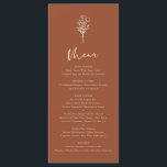 Terracotta Boho Minimalist Botanicals Wedding Menu<br><div class="desc">Add these customizable botanical minimalist menu cards to your event's tablescape. It features a modern floral bouquet line with whimsical calligraphy. Personalize this boho menu card by adding names,  dates and meal choices. This terracotta menu card is perfect for weddings,  baby showers,  bridal showers,  birthdays,  and so much more.</div>