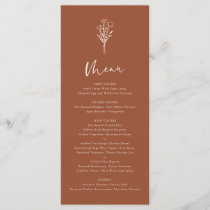 Terracotta Boho Minimalist Botanicals Wedding Menu