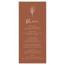 Terracotta Boho Minimalist Botanicals Wedding Menu