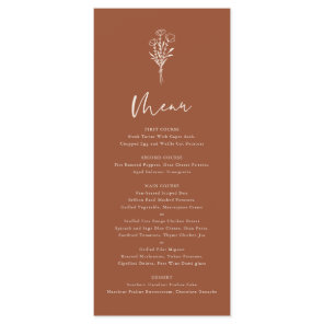 Terracotta Boho Minimalist Botanicals Wedding Menu
