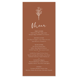 Terracotta Boho Minimalist Botanicals Wedding Menu