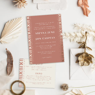 Terracotta Boho Mudcloth Border Foil Invitation