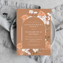 Terracotta Boho Pampas Arched Engagement Party Invitation