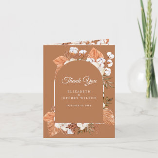 Terracotta Boho Pampas Arched Thank You Card