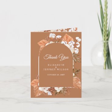 Terracotta Boho Pampas Arched Thank You Card