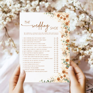 Terracotta Boho Pampas Floral Wedding Shoe Game