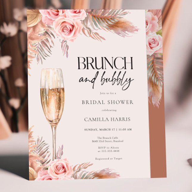 Terracotta Boho Pampas Grass Bridal Brunch Invitation (Creator Uploaded)