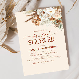 Terracotta Boho Pampas Grass Bridal Shower Invitation