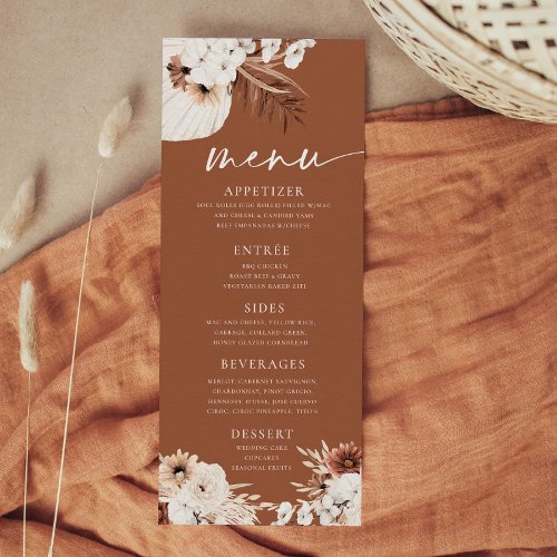 Terracotta Boho Pampas Grass Menu