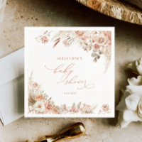 Terracotta Boho Pampas Grass Paper Napkin