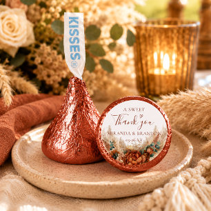 Terracotta Boho Pampas Grass Wedding Thank You Hershey®'s Kisses®