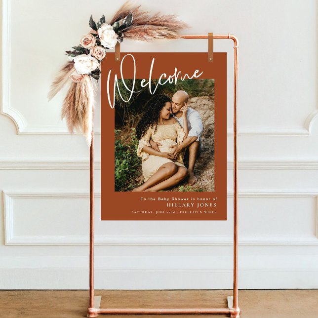 Terracotta Boho photo Baby Shower Welcome Foam Board (Creator Uploaded)