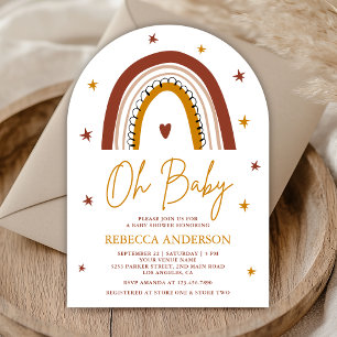 Terracotta Boho Rainbow Arch Baby Shower Invitation