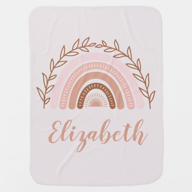 Terracotta Boho Rainbow Baby Cloth Blanket (Front)
