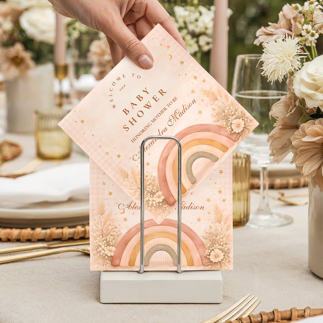 Terracotta Boho Rainbow Baby Shower Baby Shower Napkins (Creator Uploaded)