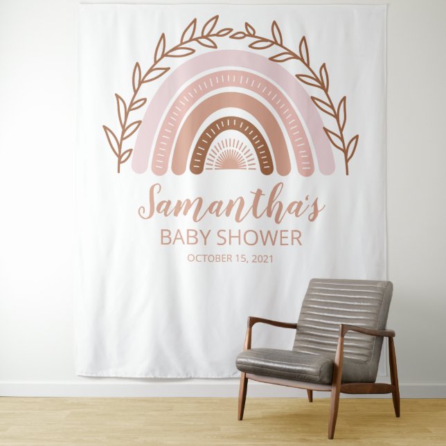 Terracotta Boho Rainbow Baby Shower Backdrop (In Situ)