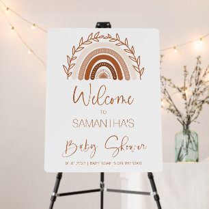 Terracotta Boho Rainbow Baby Shower Welcome Sign