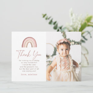 Terracotta Boho Rainbow Birthday Thank You Card