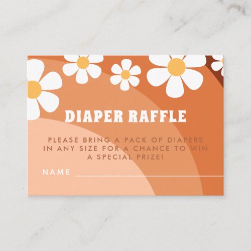 Terracotta Boho Rainbow Daisy Floral Diaper Raffle Enclosure Card